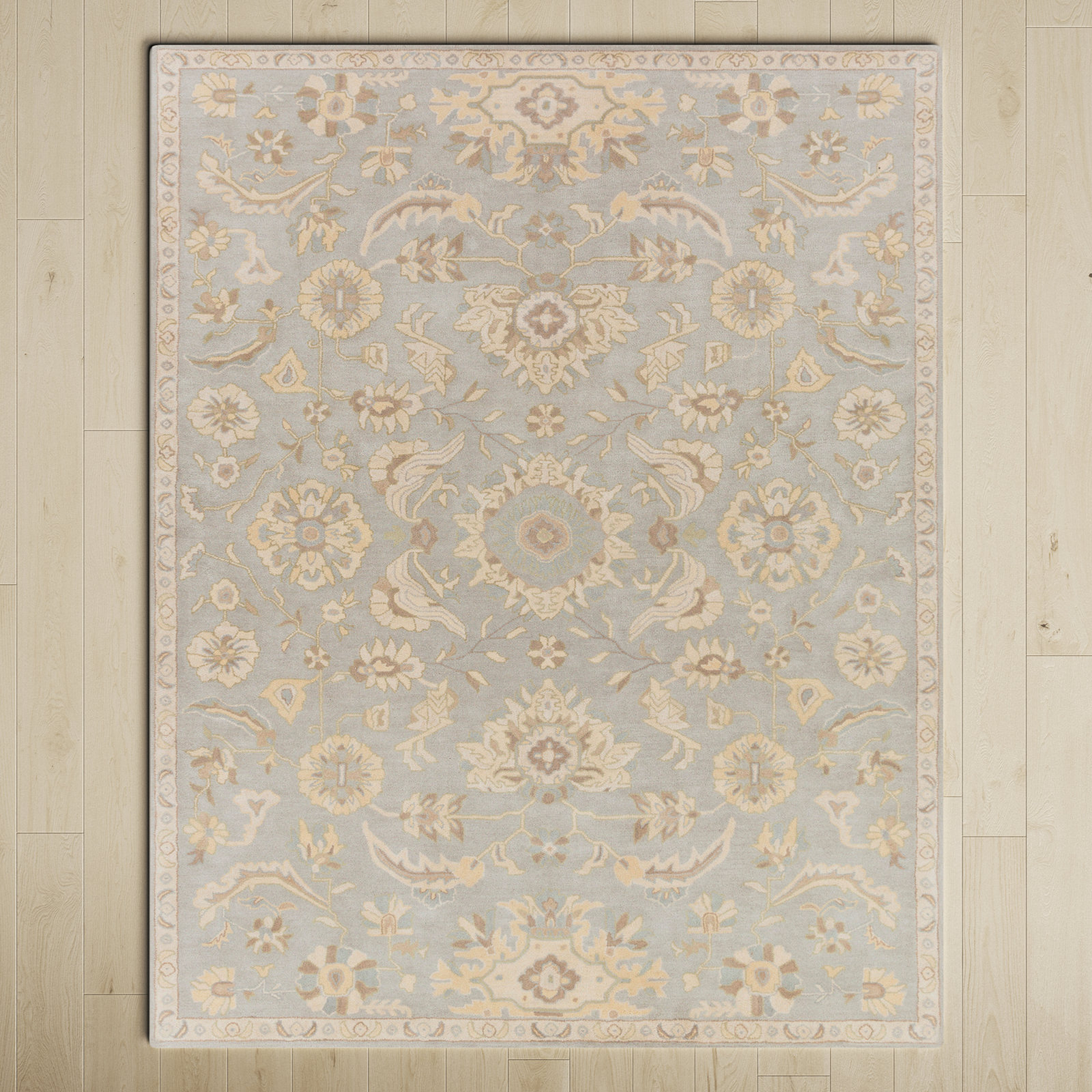 Arden Beige Hand-Tufted Wool Oriental Rug, Rectangle 7'6" x 9'6"