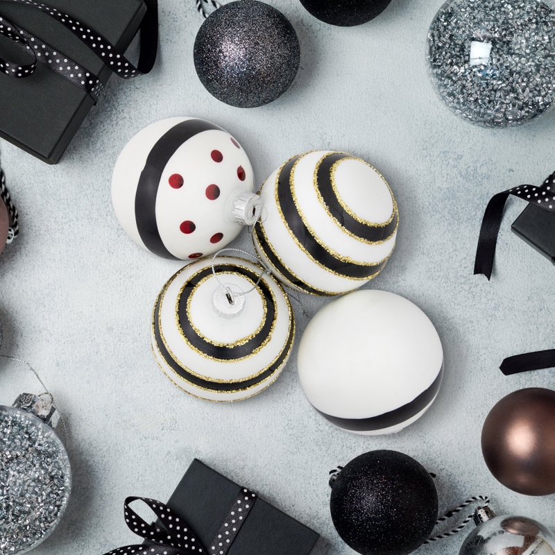 3'' Striped Glass Ball Ornament