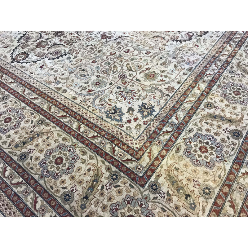 Tapis doré et doré de haute qualité noué à la main