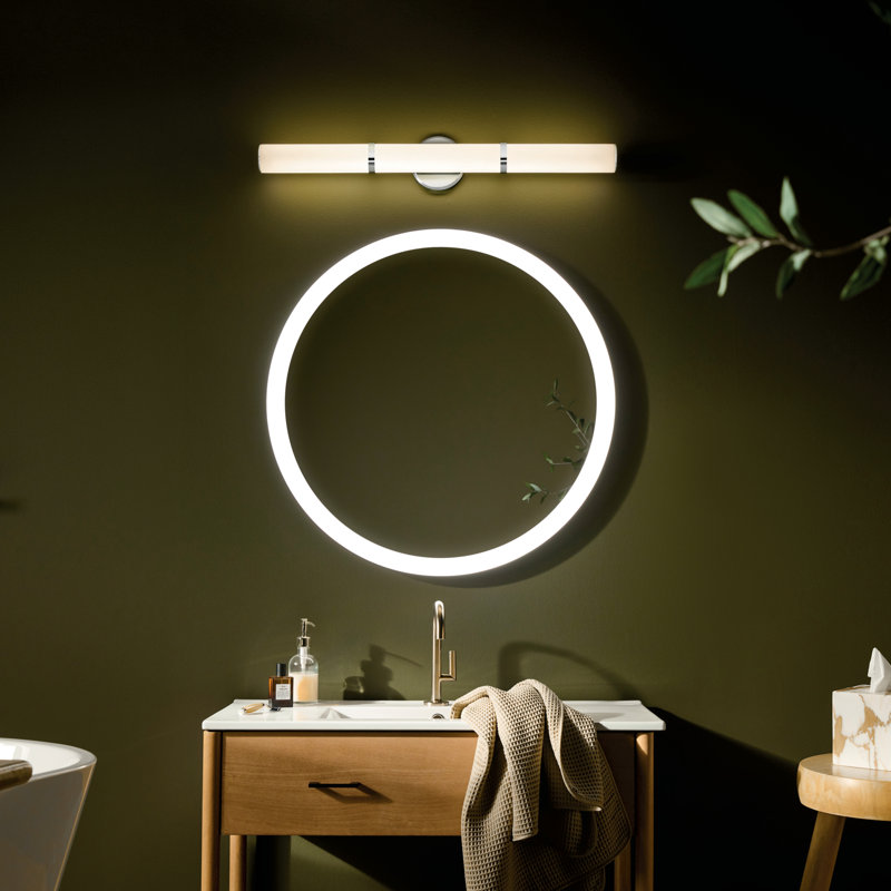 32" Bath Bar Large LED with White Glass, Chrome