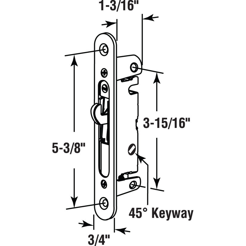 Loquet à mortaise avec plaque adaptateur de sécurité (paquet simple)