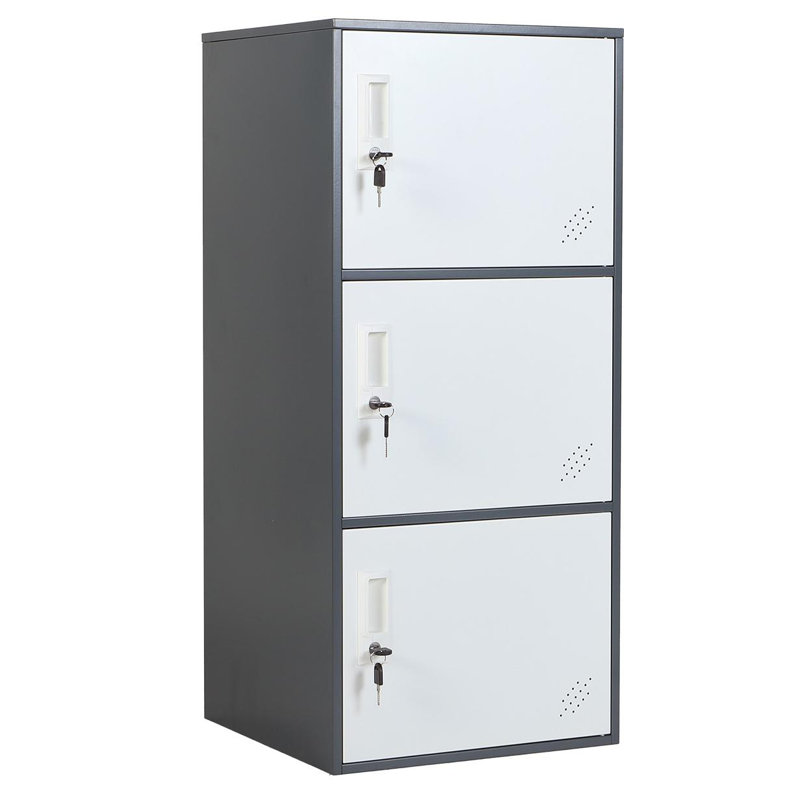 3 Door Vertical Stackable Storage Cabinet With Lock,Anti-Failing Device, Metal Lcoker,Organizer For Office, Home, Gym, School