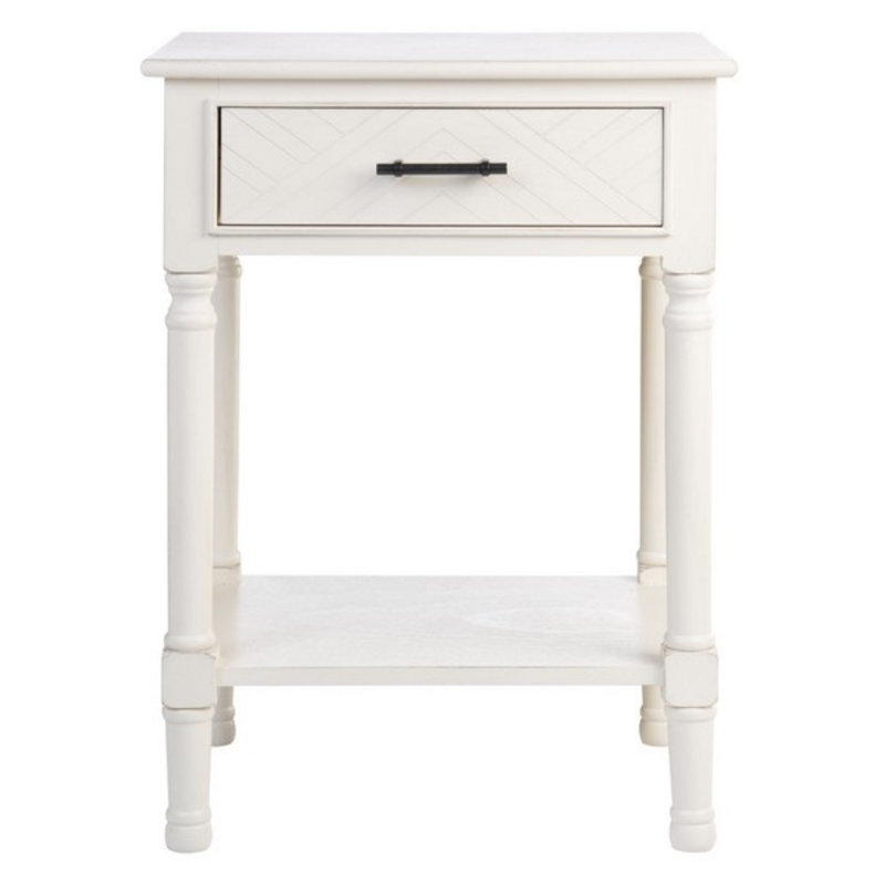 Raine End Table with Storage, Distressed White