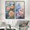 Pivoines et le sommet de la montagne I - Collection d'art mural floral 2 panneaux