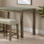 3Pc Dining Set Rubber Wood Table 2X Stools Tufted Seat