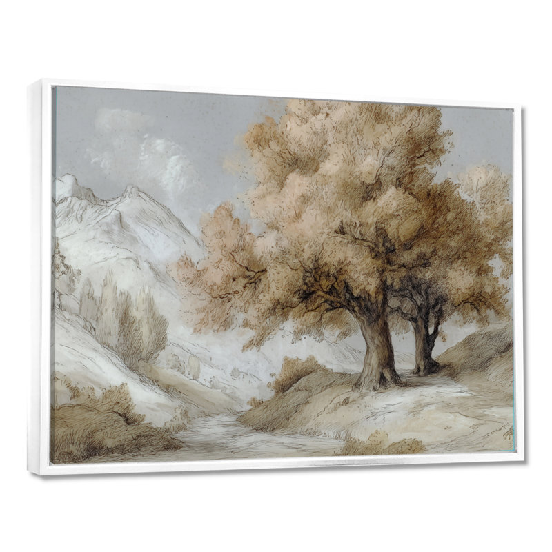 Érable sur la campagne anglaise - campagne, reproduction d'art sur toile, H 12 po x l 20 po, Reproduction avec cadre flottant