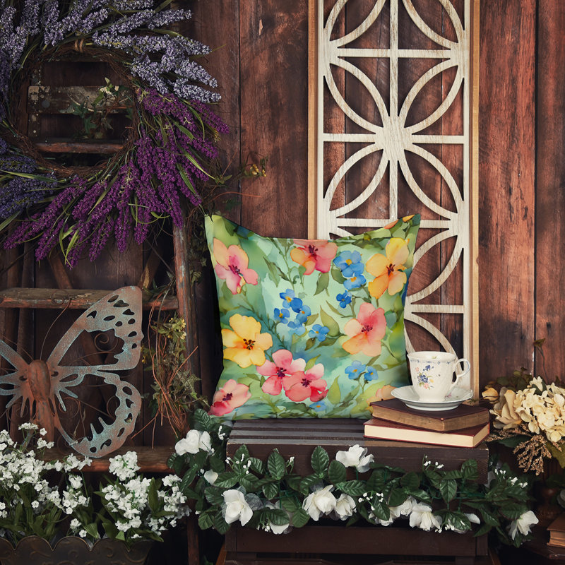 Coussin Alaska Forget-me-nots in Watercolor, Carré 14 po