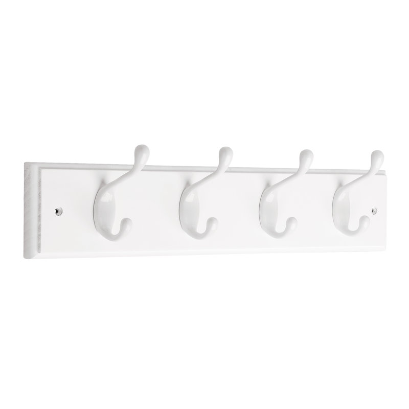 Ahearn Wall 4 - Hook Wall Mounted Coat Rack, Flat White and White Finish