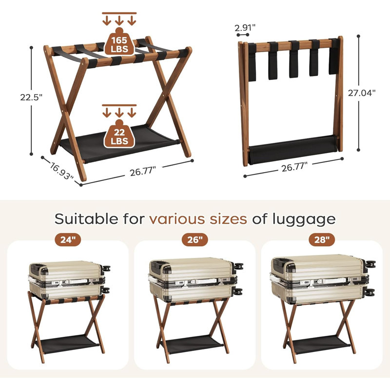 Walnut Luggage Racks Set Of 2