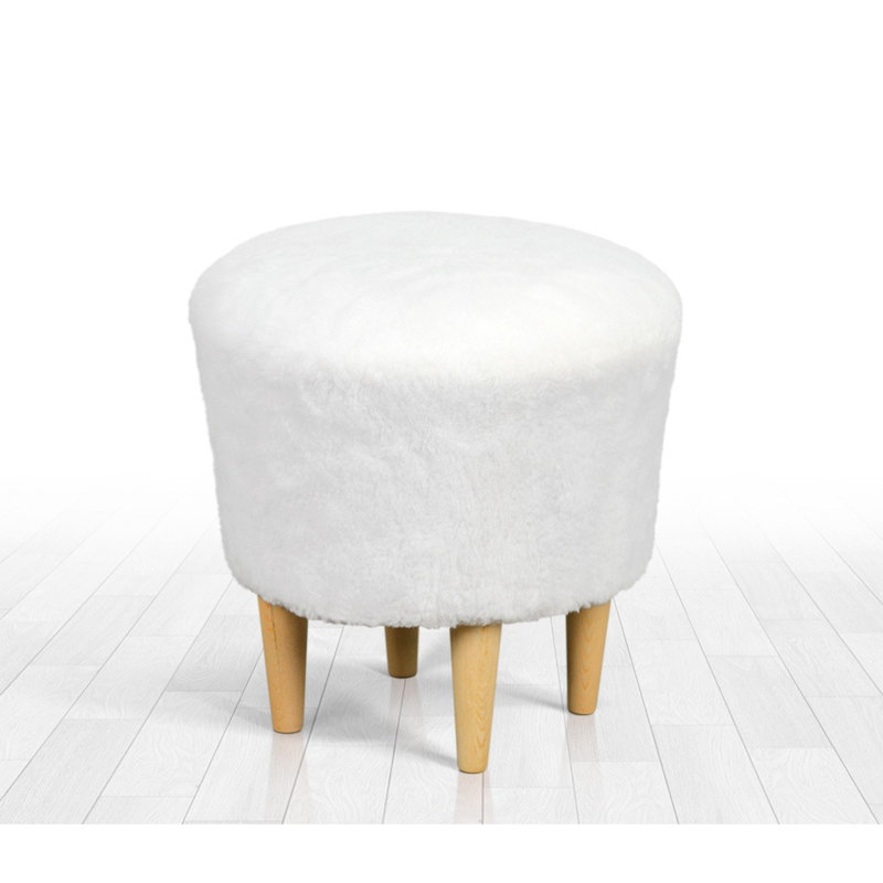 Repose-pieds rond 16,5 po Achicam, 100 % polyester blanc