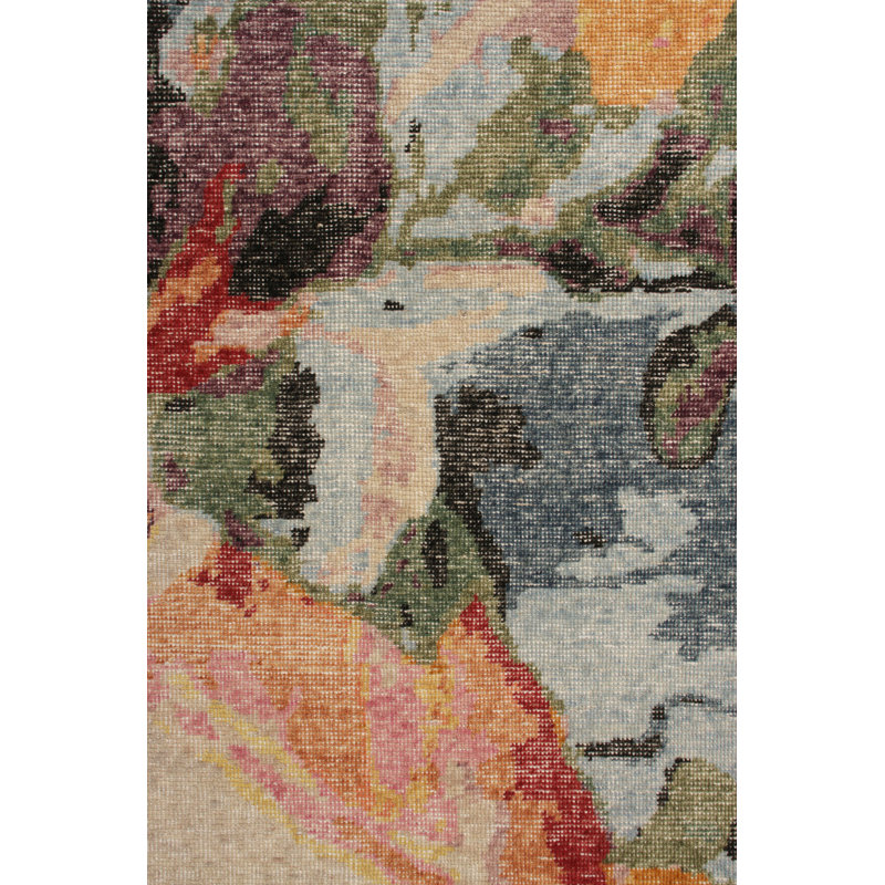 Distressed Homage Hand Knotted Wool Abstract Area Rug, Rectangle 8' x 10'