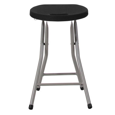 Mifflin Foldable Stool with Plastic Seat and Titanium Gray Frame - Portable Stool