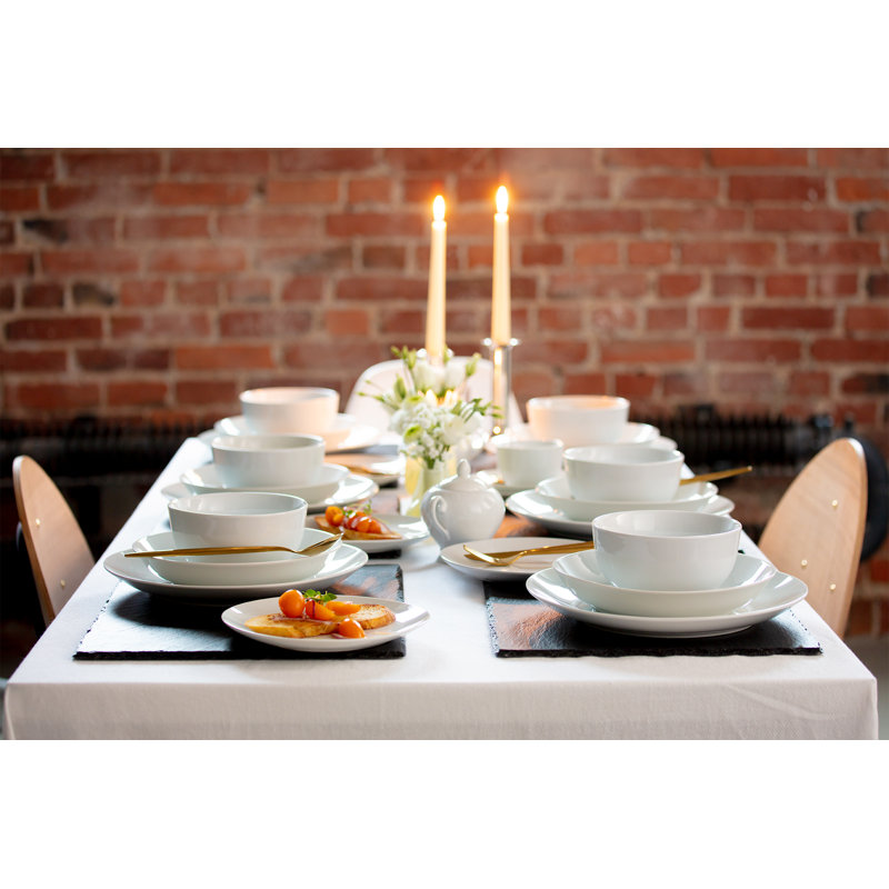 Brandine 36 Piece Porcelain China Dinnerware Set, Service for 6