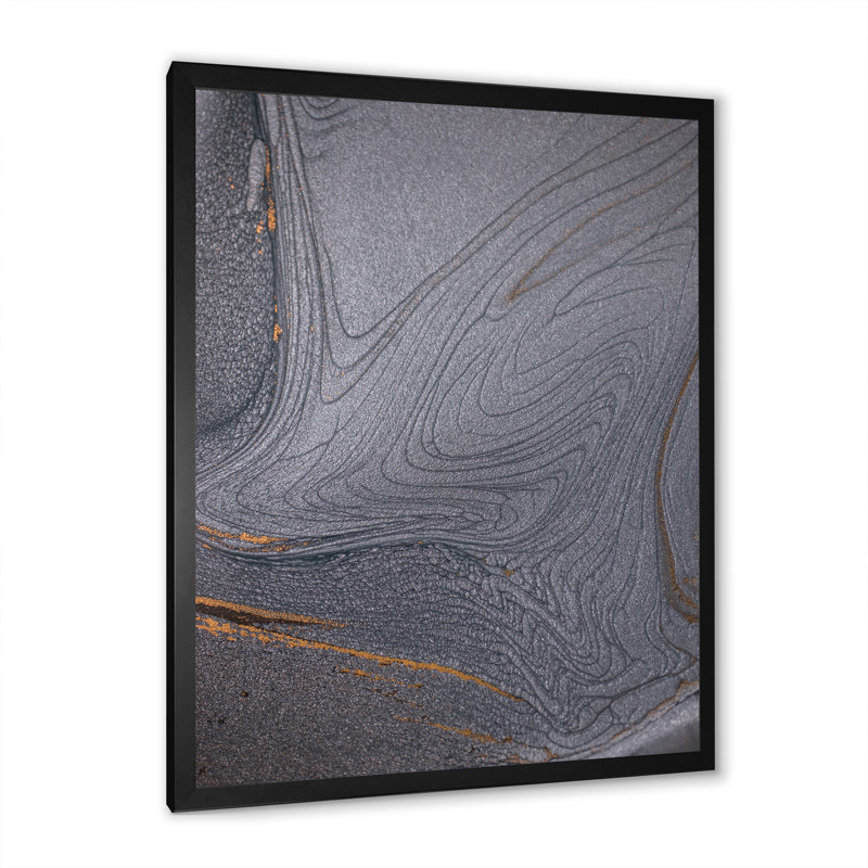 Dramatique gris fluide monochrome Art VI - décoration murale moderne sur toile, Cadre photo noir, H 20 po x l 12 po x P 1 po