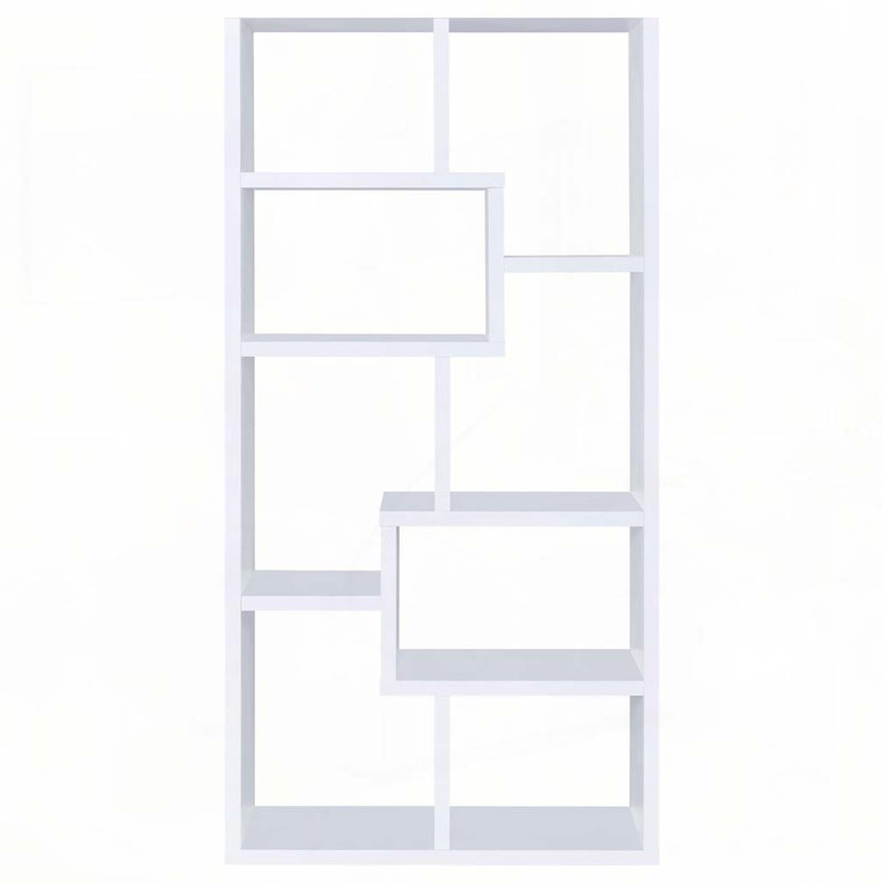 Bibliothèque géométrique blanche à 8 tablettes, Blanc