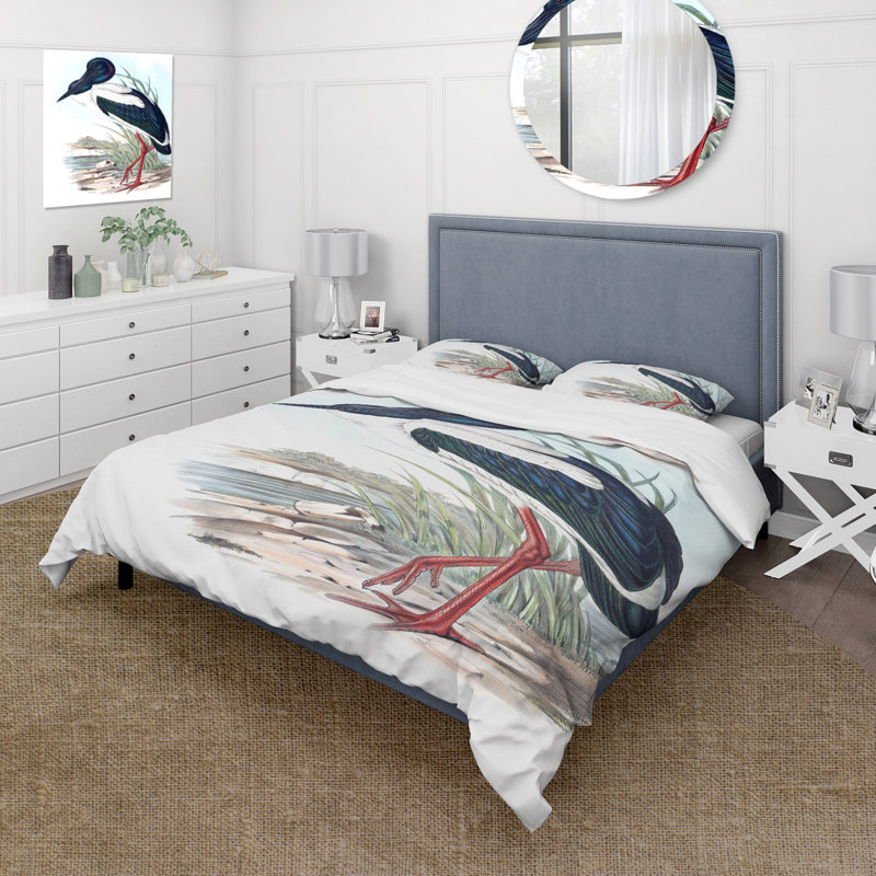 Oiseaux australiens rétro I - ensemble de housse de couette traditionnel - microfibre de polyester