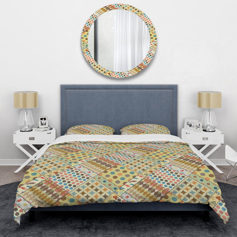 Green Patchwork Patterns Patchwork Duvet Cover, King Duvet Cover + 2 King Shams