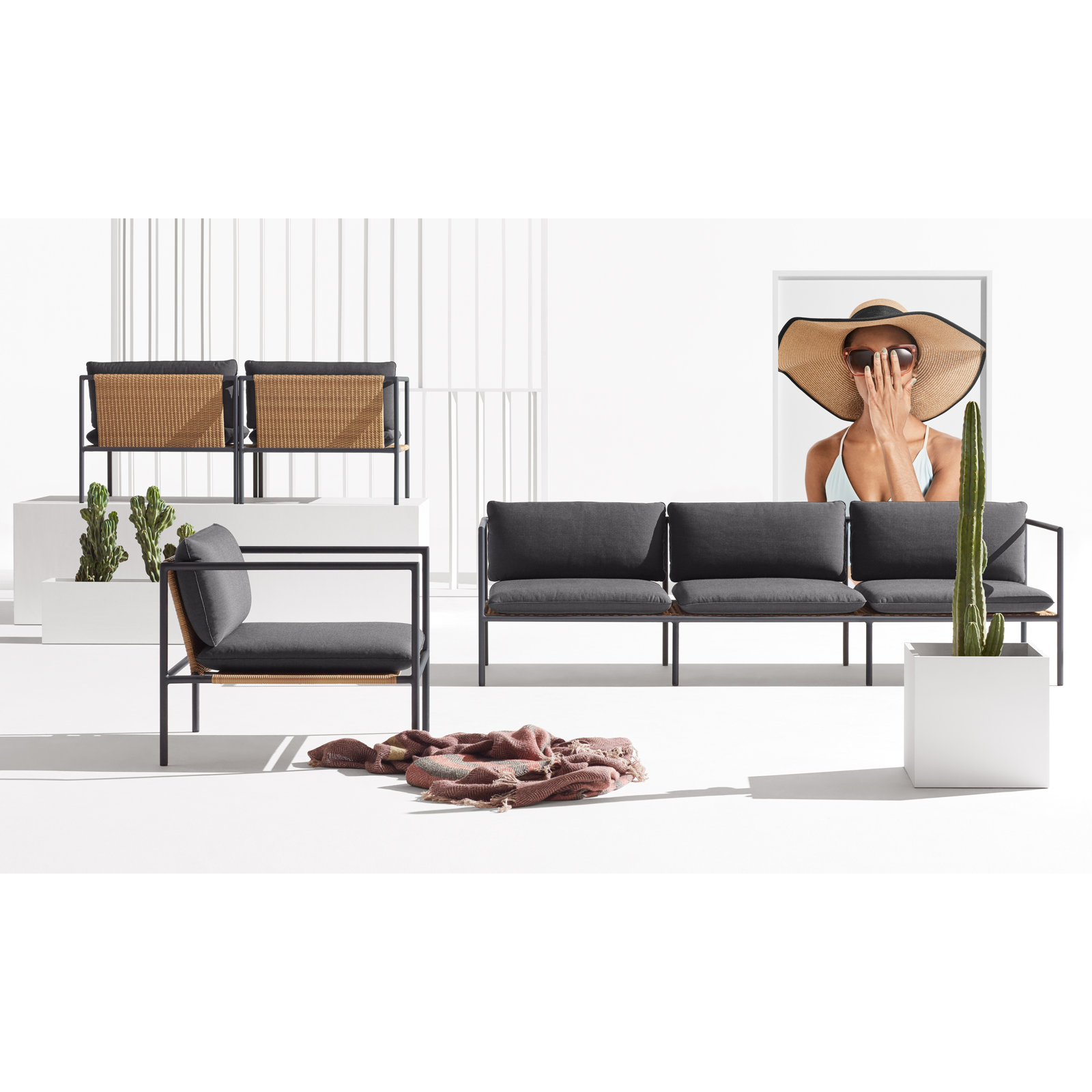Dog Days 93" Sunbrella® Patio Sofa, Sunbrella Coal, Charcoal