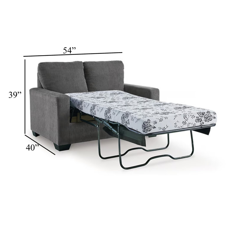 Clorene Upholstered Sleeper Sofa, Pewter Gray, 39" H x 54" W x 40" D