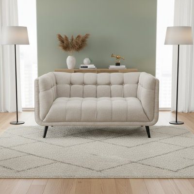 Modern Mid-Century Button Tufted Upholstered Sofa