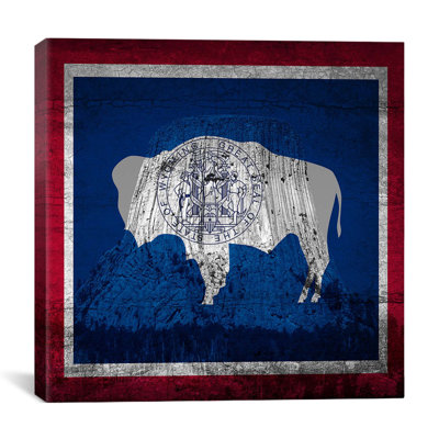 Wyoming Flag, Devil's Tower National Monument Cancas Print Graphic Art on Canvas