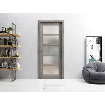 Quadro Solid + Manufactured Wood Paneled without Installation Hardware Kit Sliding Closet Doors