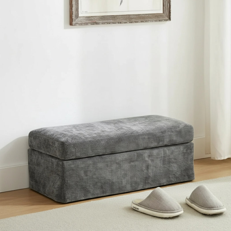 Repose-pieds rembourré Cusion, Gris anthracite
