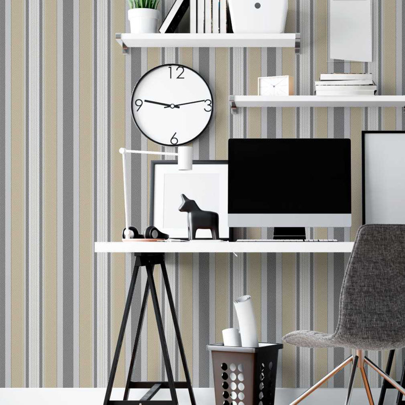 Rouleau de papier peint adhésif Henrieville, Crème, L 96 po x l 24 po