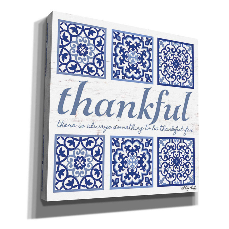 «Thankful Tile» par Cindy Jacobs, art mural sur toile, H 18 po x l 18 po x P 0,75 po