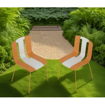 4-Pack Modern Striped Color Block Chairs, Pp Plastic Seat & Sturdy Metal Legs