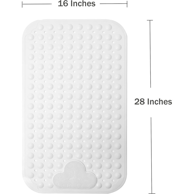 Tapis de bain antidérapant avec ventouses 28 x 16 po blanc