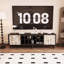 Cream abstract air solid wood TV cabinet