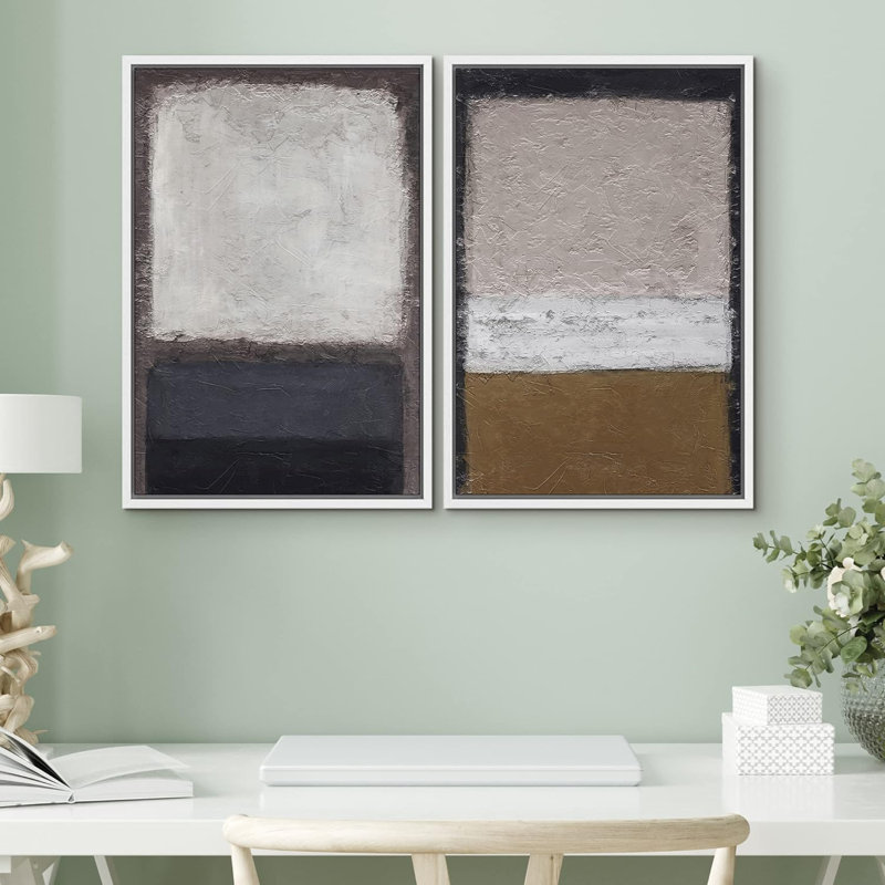 «Grey Brown Pastel Geometric Color Blocks Abstract Shapes Art Contemporary», impression sur toile 2 pièces