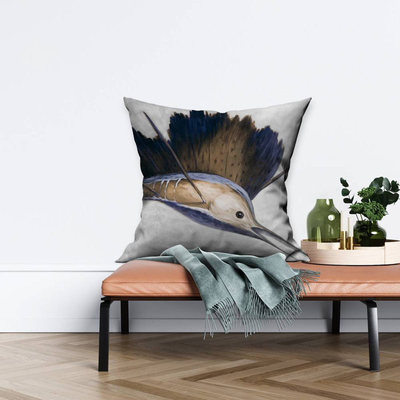Abstract swordfish - 26"x26" Throw pillow - Poly twill - Print on demand