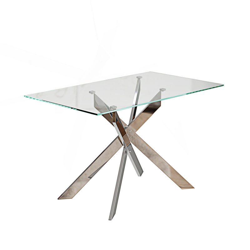 Table basse moderne en verre trempé, table de salle à manger rectangulaire