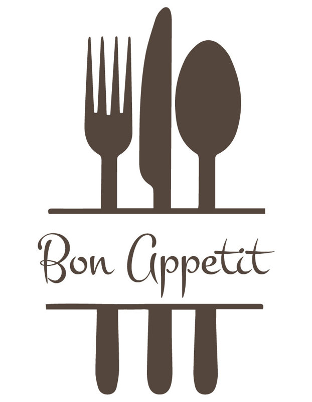 Décalcomanie murale de cuisine bon appetit, H 57 po x l 35 po x P 0,01 po, Brun