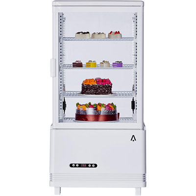 Vitrine commerciale réfrigérée de 2,4 pieds cubes - Présentoir à gâteau pour pâtisserie avec éclairage à DEL, refroidissement par air et dégivrage automatique, porte coulissante arrière pour boulangeries, cafés, épiceries fines