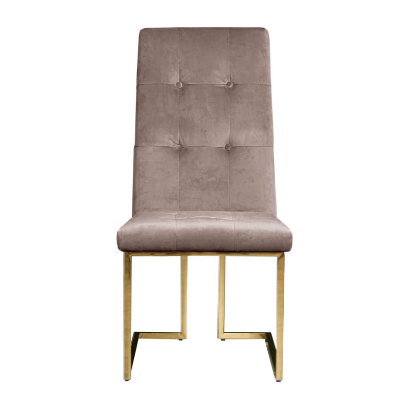 Chaise d'appoint en velours Denholme, Taupe, Doré