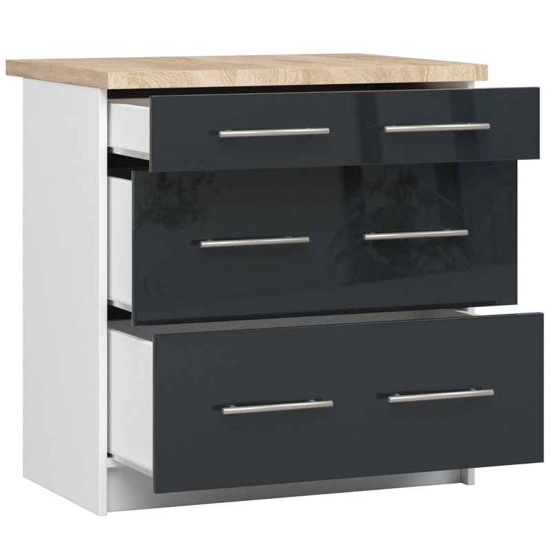 Oliwia kitchen base cabinet in white, graphite gloss