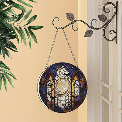 Vitrail lune (1) panneaux vitrail Suncatcher pour décor de fenêtre