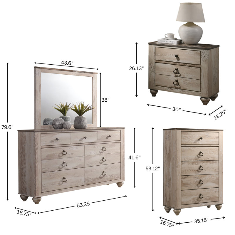 Ensemble de chambre à coucher standard 5 pièces Amareona, Grand