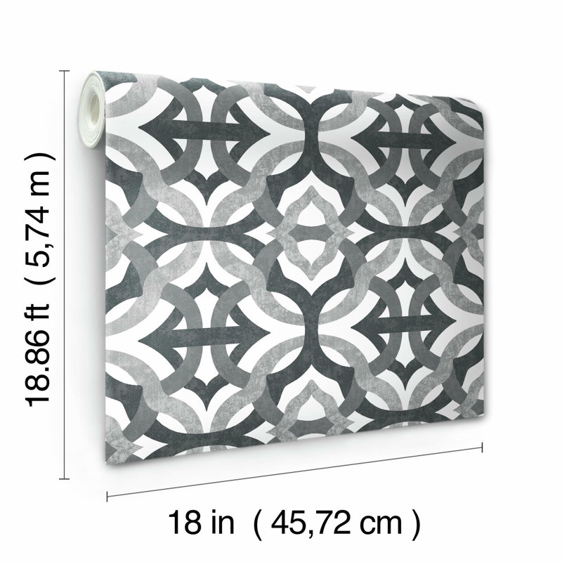 Rouleau de papier peint adhésif L 18,86 pi x l 18 po Waverly Tipton, Gris