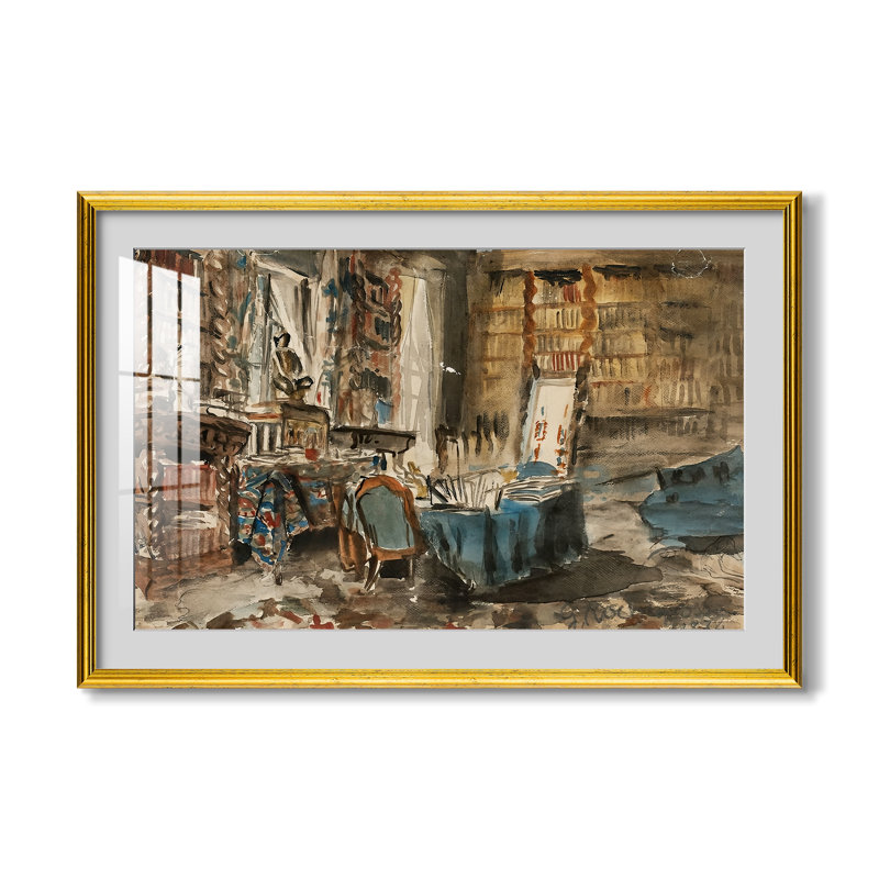 Cabinet de Flaubert à Croisset, 1874-Georges-Antoine Rochegrosse-Custom Framed Print, 24x34 INNER SIZE, Framed Print with Mat