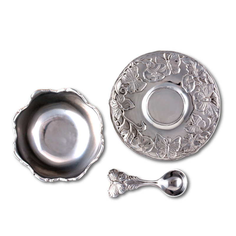 Arthur Court Butterfly Aluminum 3-Piece Condiment Set