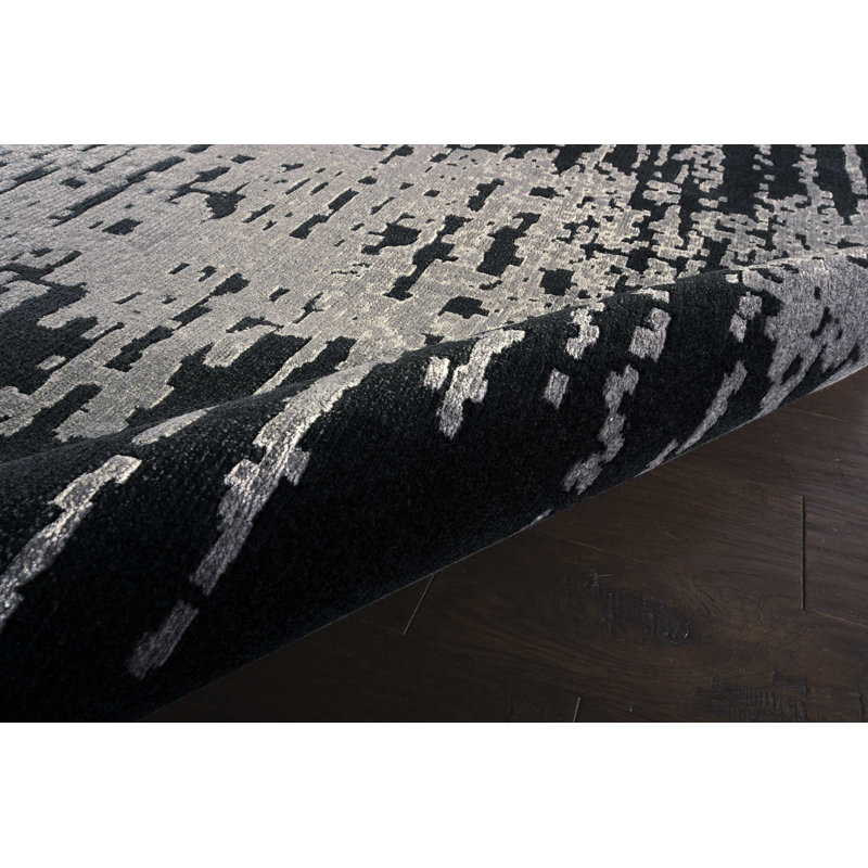 Tapis noir moderne Cannes, Rectangle 8 pi 6 po x 11 pi 6 po