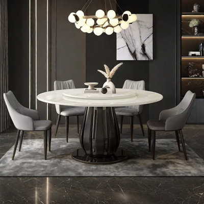 Simple modern marble round dining table set