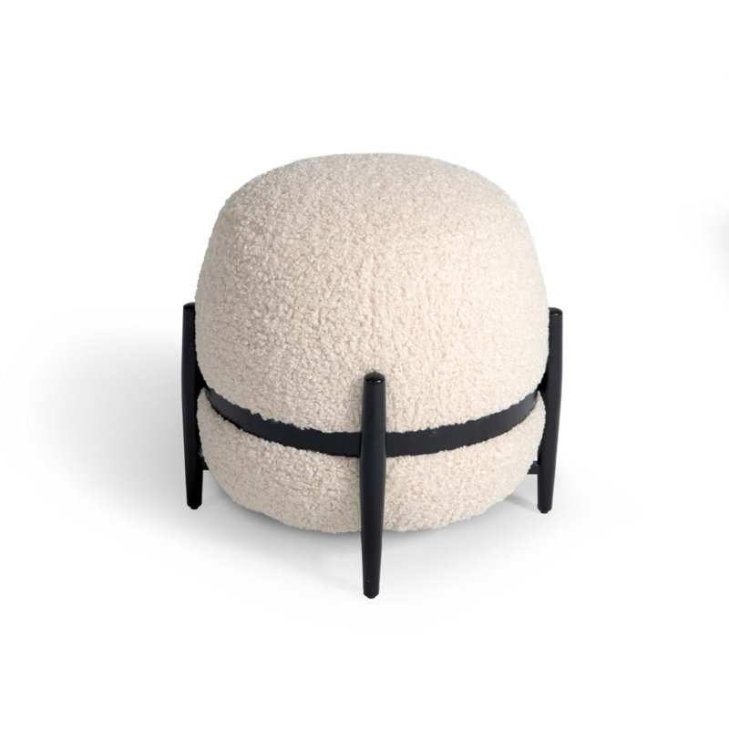 Asger - Repose-pieds en sherpa blanc contemporain