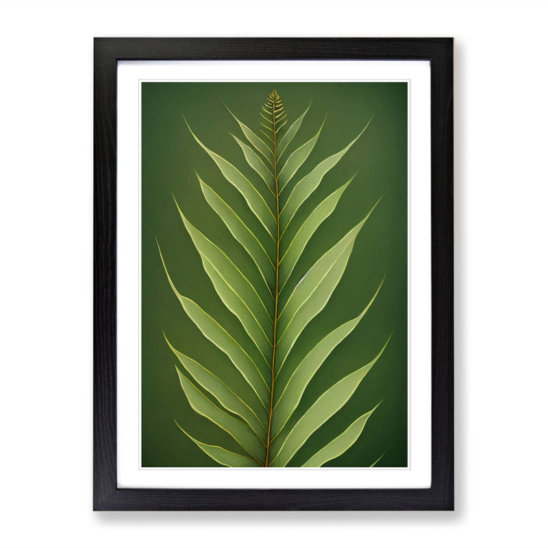 Bold Plant Leaves Vol.1 - Single Picture Frame Print, 64cm H x 46cm W x 2cm D, Oak Framed