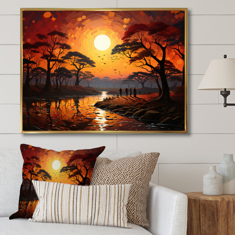 African Savannah Serenade V sur toile, H 30 po x l 40 po x P 1,5 po, Cadre flottant doré