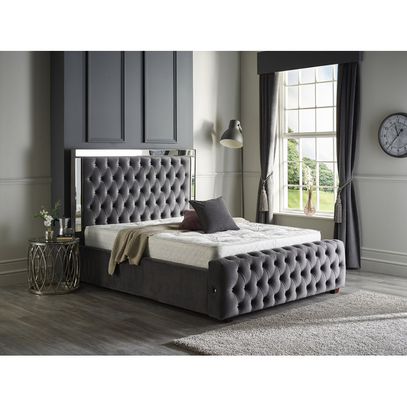 Kaleb Upholstered Bed, Super King (6'), Plush Steel
